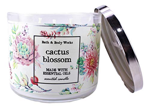 Bath & Body Works Cactus Blossom 3 Wick Sweet Candle com óleos essenciais 14,5 oz / 411 g