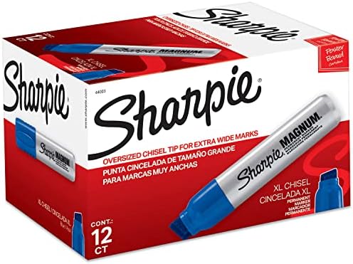 Marcador permanente de Sharpie Magnum, ponta de cinzel de grandes dimensões, ótima para placas de pôsteres, azul, 12 contagem