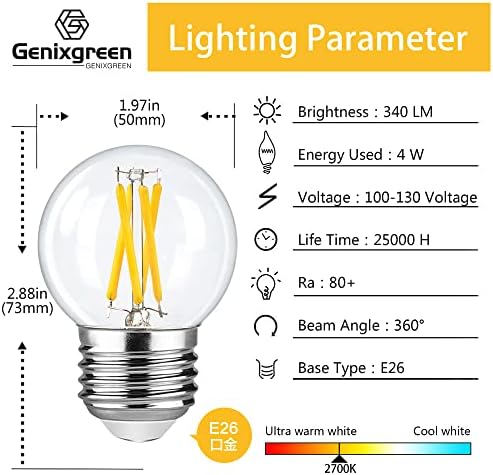 G16.5 Lâmpadas LED lâmpadas diminuídas de 40 watts economia de energia lâmpada clara bulbo vintage macio branco 2700k g50 bulbos