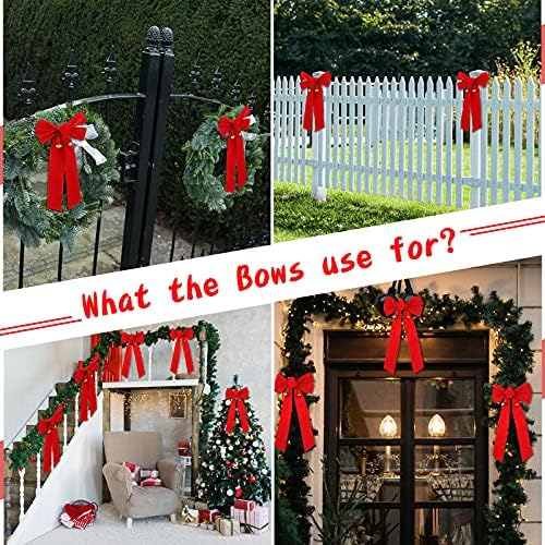 Velvet Christmas Red Bows com jingle sinos de ouro 9 x 16 polegadas Big Christmas Wreath Bow Ties Xmas Holida