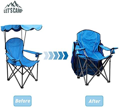 Let's Camp Chair com Canopy Campopy Cadeira de Campo Reclinner com Bolsa para Campo de Campo ao ar livre Praia de