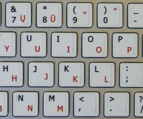 Mac Inglês-lituano-teclado adesivos no fundo branco