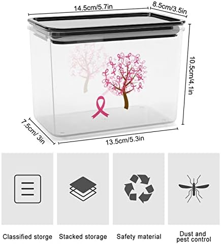 Fibbons de consciência rosa Caixa de armazenamento de plástico de árvore Recipientes de armazenamento de alimentos com
