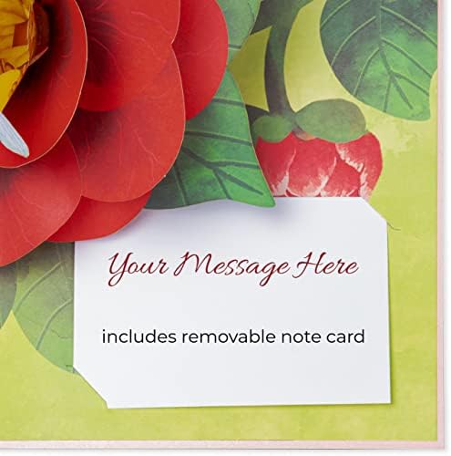 Paper Love 3D Pop -up Card, Camellia Flower, para o dia das mães, todas as ocasiões - 5 x 7 capa - inclui envelope e tag de anotação