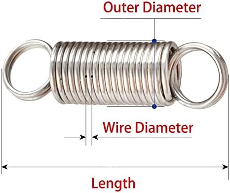 10 peças Extensão de tensão Fio de mola dupla pequena diâmetro 0,5 mm, 0,5x5x30mm, tamanho único