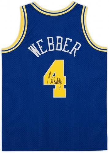 Artigo Chris Webber Golden State Warriors autografou Royal Blue 1993-1994 Mitchell & Ness Swingman Jersey - camisas da NBA autografadas