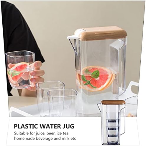 Upkoch vidro de vidro de vidro com capacidade de madeira panela quente e recipiente limonada tampas de gelo de gelo frio -óculos de piquenique resistente a jarro de jarro de jarro de plástico jarra de jarra
