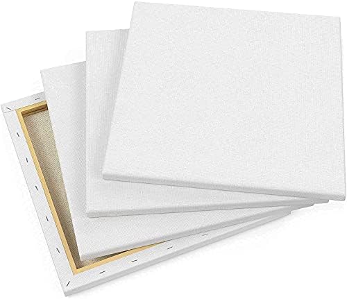 Pacote de papel em aquarela 9x12 polegadas de 2 e 12x12 polegadas de tela esticada de pacote clássico de 8 pacote, materiais de arte para artistas, Hobby Painters & Beginners