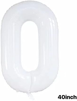 40 polegadas Branco Número 0 Daisy Balloons Conjunto ， Balões de aniversário para crianças e Aldult ， Jumbo Helium Foil Balloons, decorações