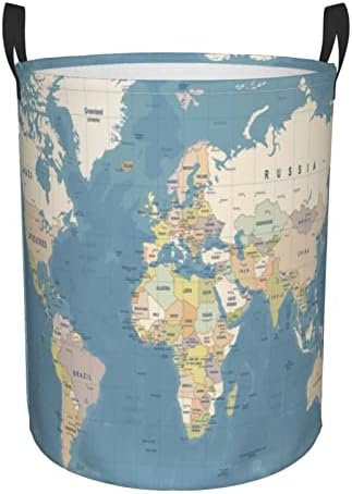 Kuilepa mapa mundial mapa de lavanderia dobrável à prova d'água com alças para lixo de armazenamento, quarto de crianças, organizador