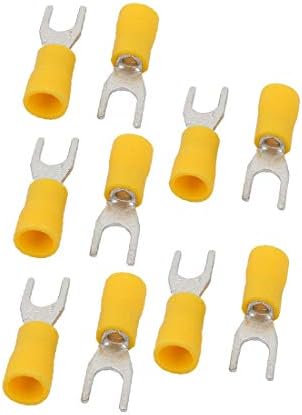 X-Dree 10pcs awg16-14 u forma sv2-4s Isoll spade wire crimp conector amarelo (10pcs awg16-14 em forma de u sv2-4s aislada