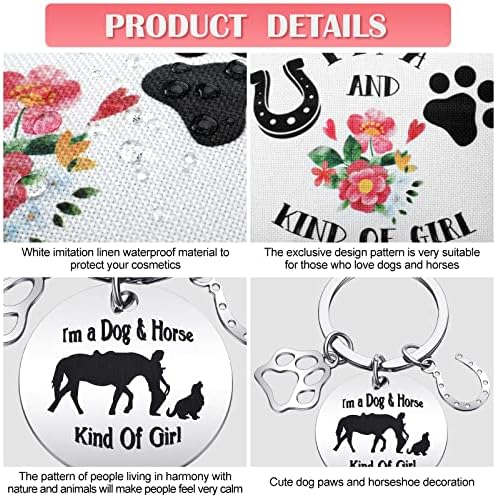 Presentes de amantes de cães para cães de cavalos para mulheres Bolsa de maquiagem adolescente Pata Horseshoe Print