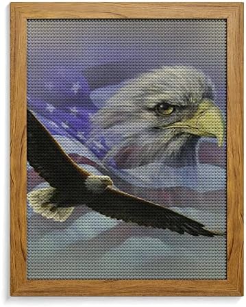 American Flag Bald Eagle Diamond Art Painting redonda Kits de imagem de broca completa Obra de arte para a decoração da sala de