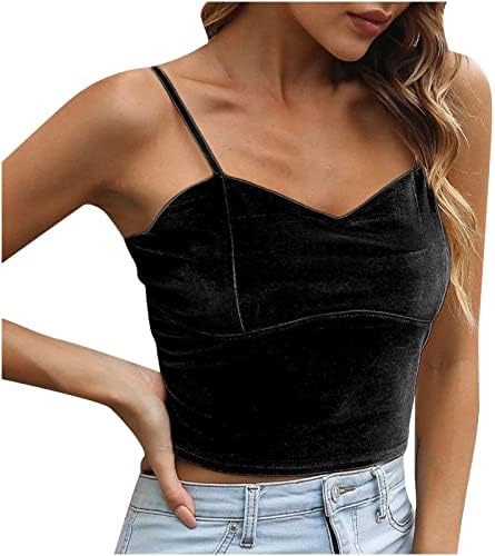 Camiseta feminina de camiseta 2023 slip slip slip spaghetti de veludo de sol do pescoço de pescoço de pescoço para