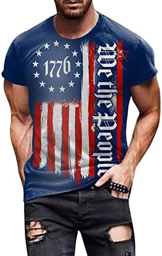 Camisas de verão bmiEgm para homens 1776 Independência Bandeira colorida Spring Summer Summer lazer masculina camisetas de bolso