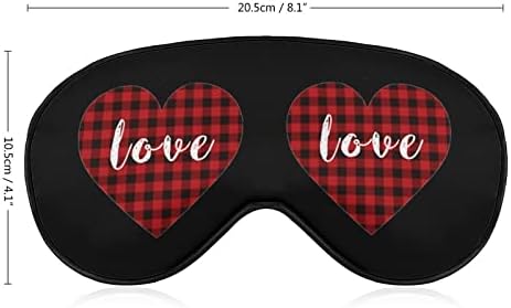 Buffalo Plaid Heart Love Máscara de olho Sono vendimento com bloco de cinta ajustável Blinder leve para viajar Sleeping