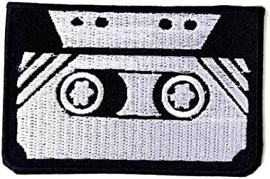 PL Tape Cassette Música Retro Black Cartoon Costurar Ferro em Apliques Apliques Bordados Clear