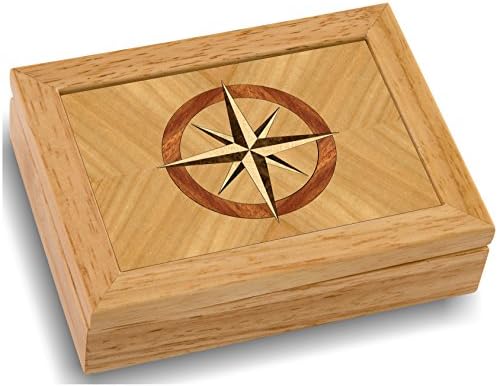 Marqart Wood Art Compass Box - Made Made USA - Qualidade incomparável - Única, não há dois são iguais - trabalho original de arte de madeira