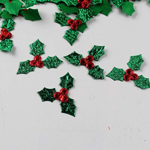 Supvox 100pcs Artificial Holly Berry Ferro em remendos Apliques bordados Costura em patches Christmas Wreatch Artless Cake Toppers Craft Confetti Casamento Decorações de festas de férias