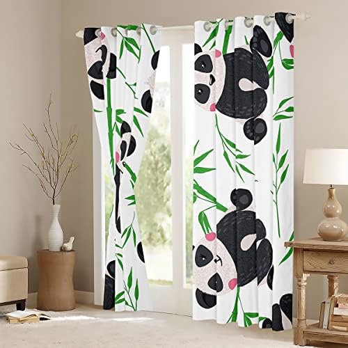 EROSEBRIBRIBRIDAL Pandas Blackout Cortinas Kawaii Animal Curtains & Drapes 104wx84l, cortinas verdes de bambu de bambu