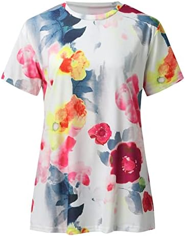 Uikmnh Teen Girl tops Floral Floral Casual Blusa de manga curta Crega de verão Túnica quente do pescoço