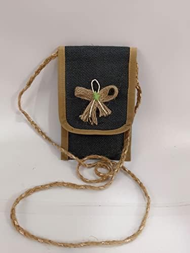 Sara Craft Black Color Jute Linen Bolsa | Pacote de 1 | Sacos de presente de cordão | Bolsas naturais de juta | Retorne sacos