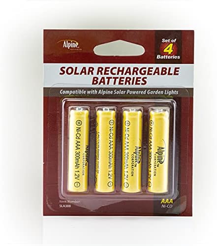 Alpine Corporation AAA NI-CD Baterias recarregáveis ​​para luzes de jardim movidas a energia solar, conjunto de 4