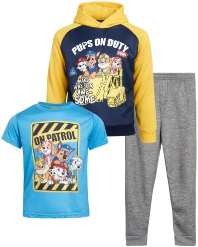 Sorto de 3 peças dos garotos da Nickelodeon - calças de corredor, moletom com capuz com capuz e camiseta