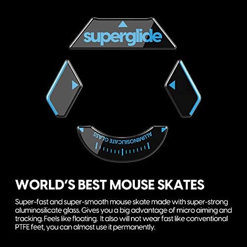 SUPERGLIDE - Pés / patins mais rápidos e suaves de camundongos feitos com vidro impecável ultra forte super rápido e suave sola para Logitech G900 / 903 [preto]