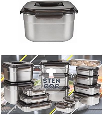 Stencoc aço inoxidável BPA livre quadrado à prova de vazamento kimchi/picles/armazenamento de alimentos economiza uma alça