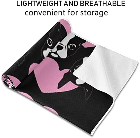 Aunstern Yoga Blanket Puppy-Boston-Terrier-Dog Yoga Towel Yoga Mat Toalha