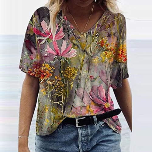 Camisas para mulheres, camiseta feminina de verão Floral Blouse Casual Blush Shirts Shirts Tops femininos
