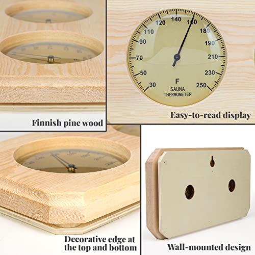Termômetro e higrômetro Golante Sauna Fahrenheit Madeira de pinheiro 2 em 1 Medição de temperatura de umidade para a