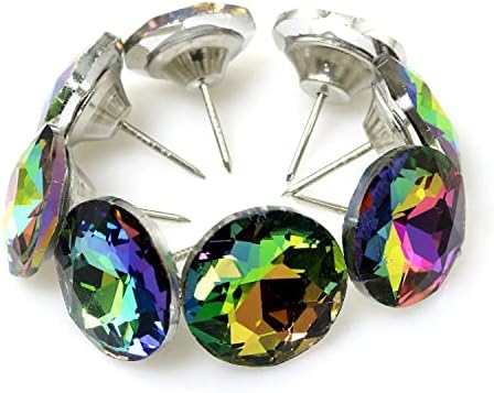 DZS ELEC 20pcs 30mm Multicolored Diamond Ophexstery Unhas Tacks, tachas de polegar de cabeça de cristal, pinos decorativos