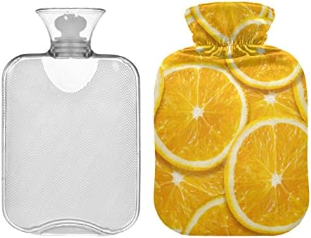 Garrafas de água quente com tampa de limão laranja saco de água quente para alívio da dor, dores de cabeça nas costas,