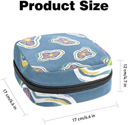 Bolsa de armazenamento de guardanapos sanitários de Oryuekan, bolsas de zíper menstrual reutilizável portátil, bolsa de armazenamento de tampões para mulheres meninas, desenho animado de padrão de ovo escalfado abstrato