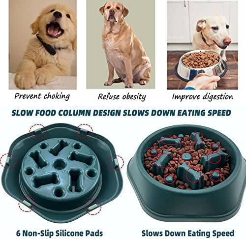 Tigelas de cachorro de alimentador lento, tigelas de cachorro de alimentação lenta tigela interativa de bloat parada para cães, impedindo a tacada de cachorro para engasgar com cães médios e alimentos secos e secos