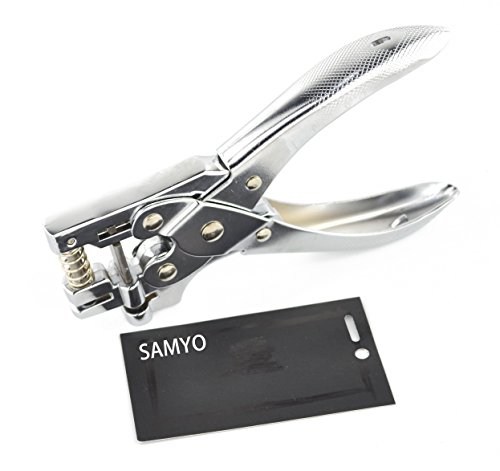 Samyo Hand segurado 2-em 1 Ídold slot hole e orifício redondo ponche metal poncher alicate ferramenta de perfuração para placas de identificação tag PVC Photo tag