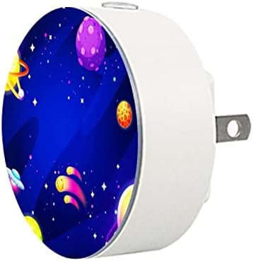 2 Pacote de plug-in Nightlight LED Night Light Space Galaxy Planet com sensor do anoitecer para o quarto para o quarto