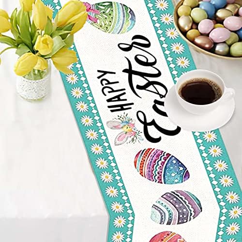 Runner de mesa de Páscoa, Runners de mesa de Páscoa 72 polegadas de comprimento, Spring Easter Bunny Egg Table Runner