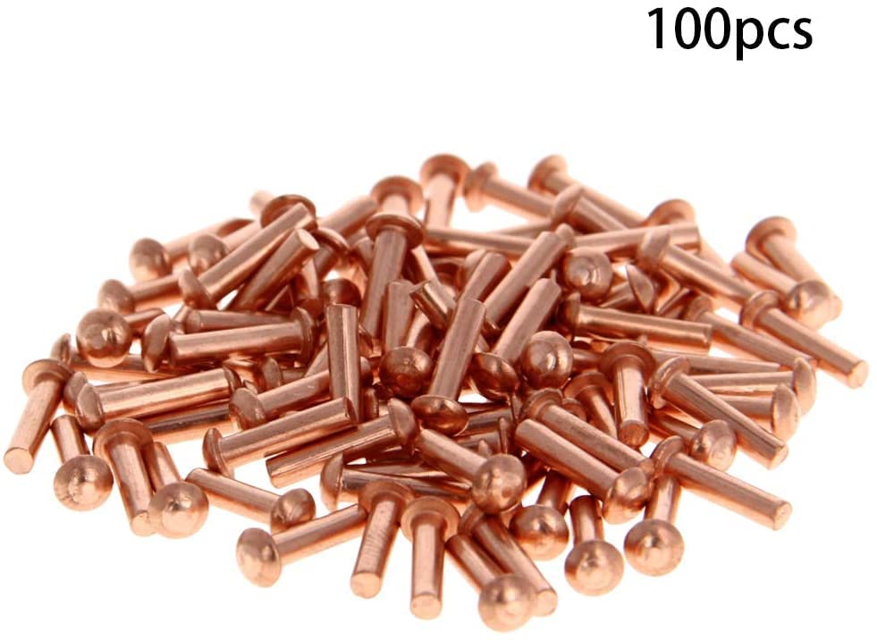 Bettomshin 100pcs M2.5 Cabeça redonda Cabeça de cobre Rivetes de rebites