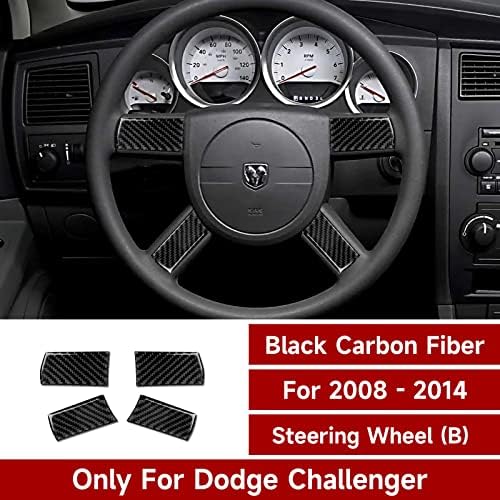Fibra de carbono Brmyl para 2008-2014 Dodge Challenger Acessórios Decalques de acabamento na tampa do volante para 2014 2013 2012 2010 2010 2009 2008 Dodge Challenger Acessórios