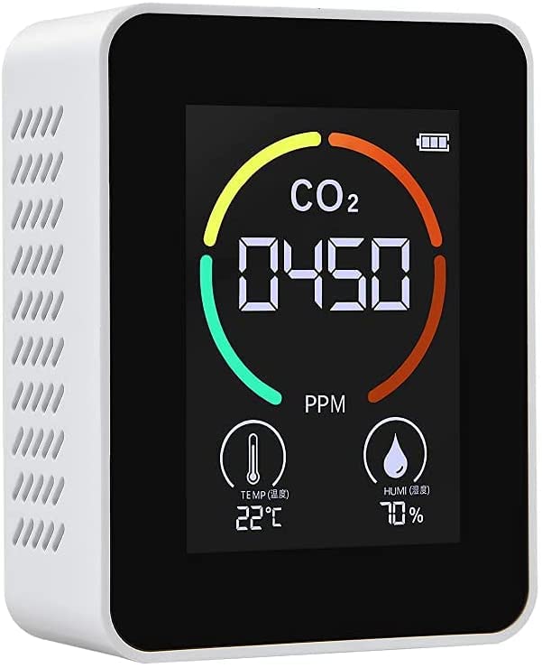 Detector de CO2 NDIR, sensor de infravermelho branco de 3 em 1 Monitor de CO2 Monitor de temperatura interna e testador de umidade, monitor de qualidade do ar para sala de carro em casa sala de carros