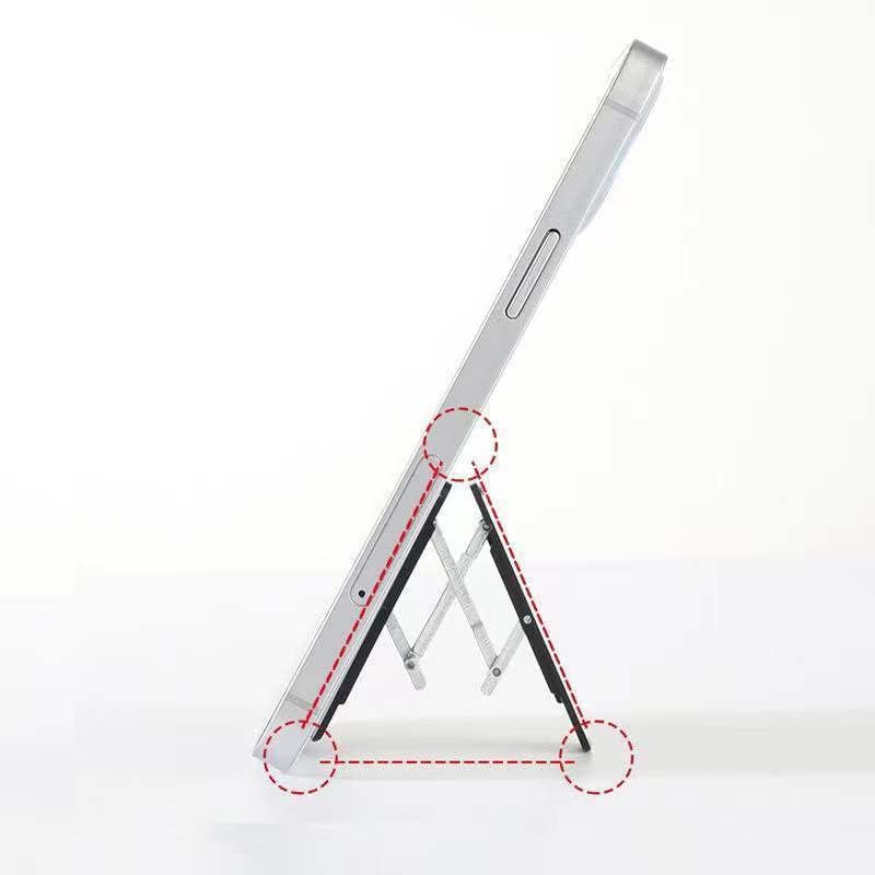 Suporte para celular Ladumu, em forma de Wasta de uso fácil de usar em forma de suporte de mesa de suporte à moda de suporte fordável ultrafino e fácil de guardar liga de alumínio