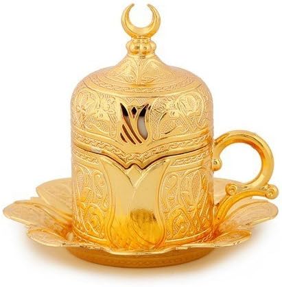 26 peças Otomano o hóspede de café expresso de café árabe grego turco que serve o conjunto de pires, ouro