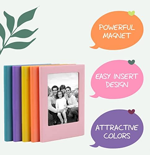 MEMORABLEPIX Magnetic Picture Frame para refrigerador Polaroid Frame Mini Fames Multi-Colors 2x3 Magnet Picture Frames for Fridge