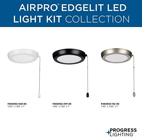 Iluminação de progresso P260002-31M-30 AirPro 1 Light Transition Integrated LED Edgelit Teto Fan Kit Matte Black com Sombra Opal
