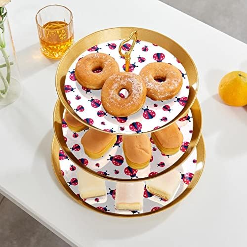 Stands de bolo Conjunto de 3, joaninha de bolo de bolo de tabela de tabela de mesa de sobremesa Stand para celebração do chá de bebê de casamento