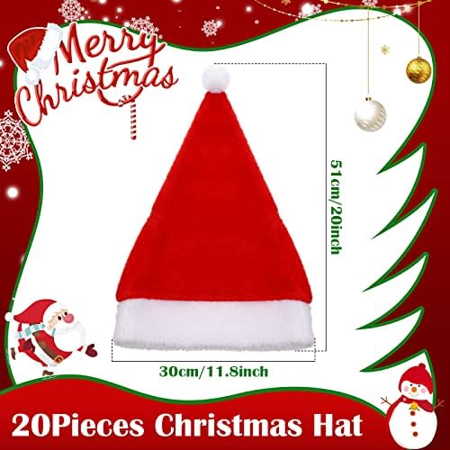 20 peças Velvet natal chapé de santa adulto a granel unissex grossa chapéu de natal para férias em família Papai Noel