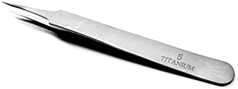 Tweezers de titânio Ultra Fine Dip 5 Tweezer de precisão não magnética 4-3/4 de comprimento